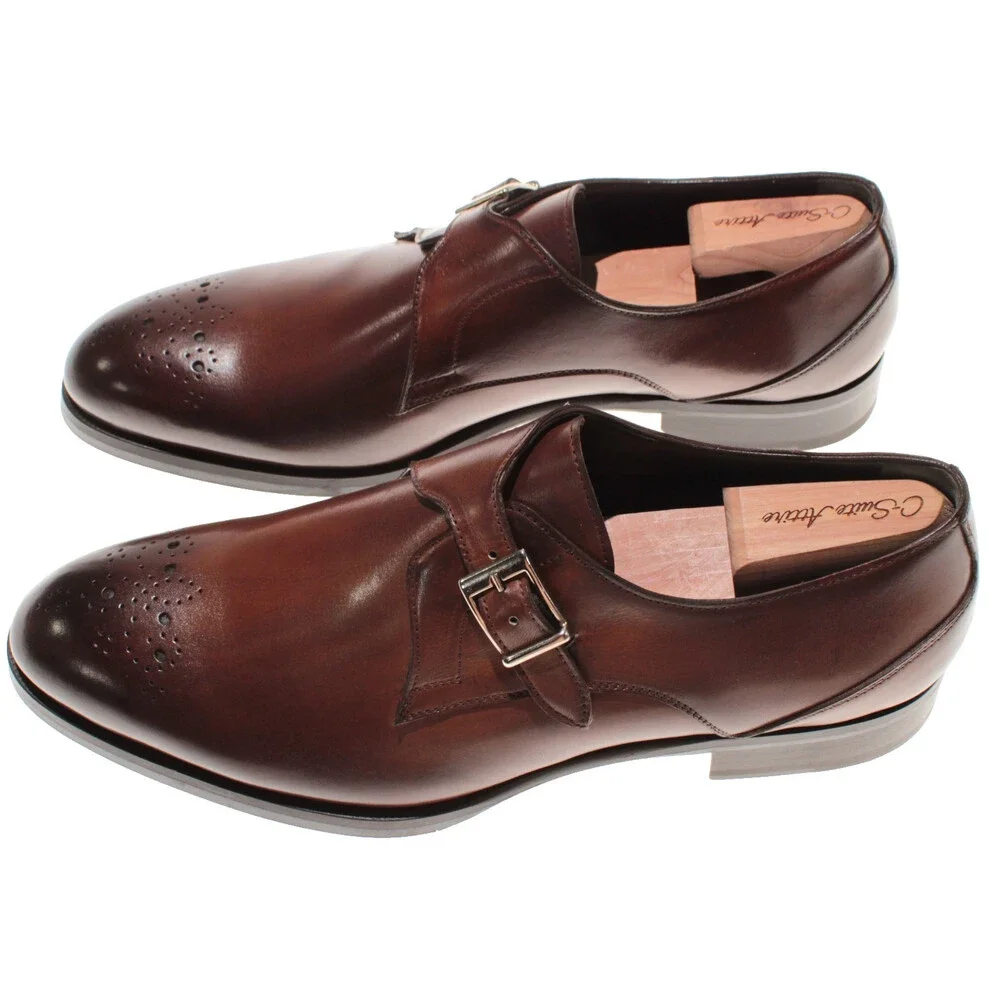 Pastori NWB Single Monk Strap Dress Shoes Size 11.5 US in Brown Leather